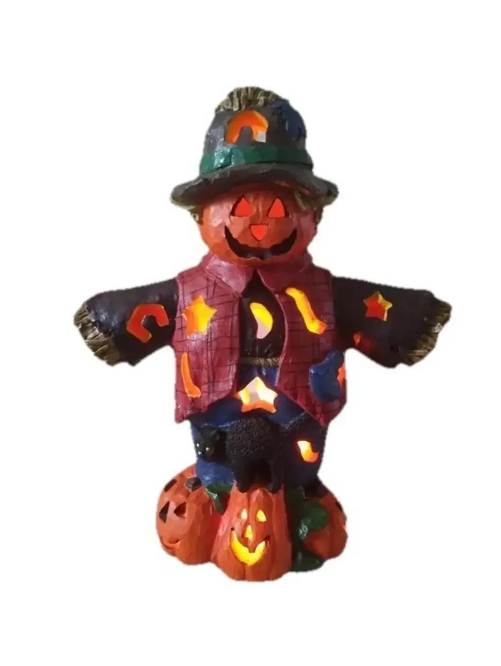 Mervyn’s Lighted Vintage Scarecrow Faux Wood Lamp 17×13 Inches READ DESCRIPT